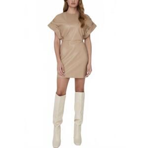 NEW JS71 chelsea faux leather dress in light beige